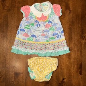 Matilda Jane Multicolor Umbrella Dress with Yellow Diaper Cover